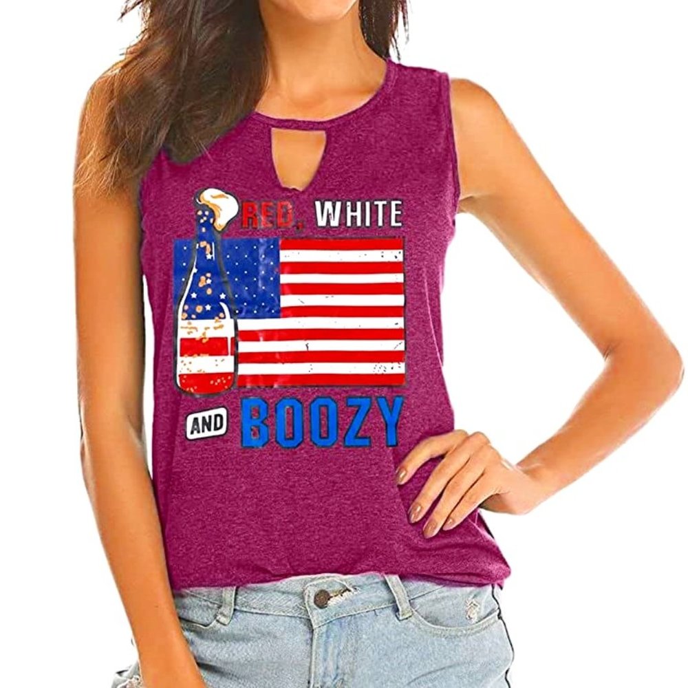 NWT Fourth of July Shirts Women Tank American Flag Graphic Print Patriotic